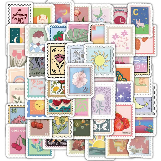 50PCS Vintage Australia Animal Postage UK Fruit Flower USA Stamp Sticker