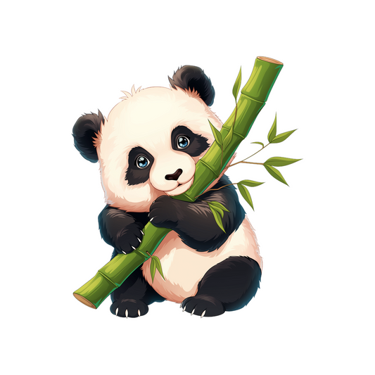adorable panda bamboo clipart