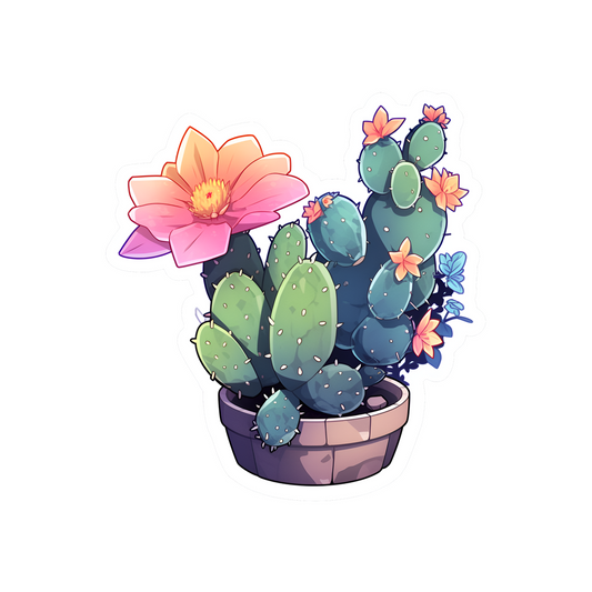 aesthetic blooming cactus sticker