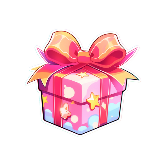 aesthetic pink wrapped gift sticker