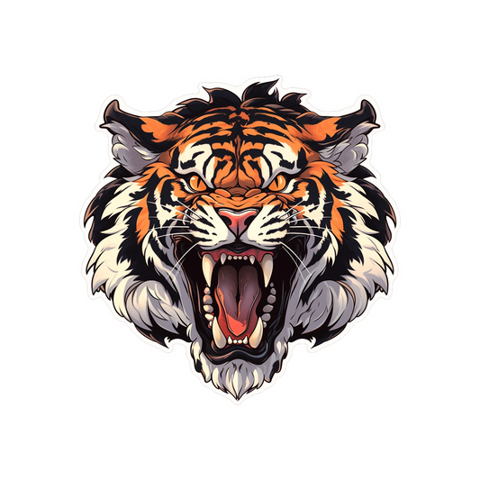 angry tiger head art sticker