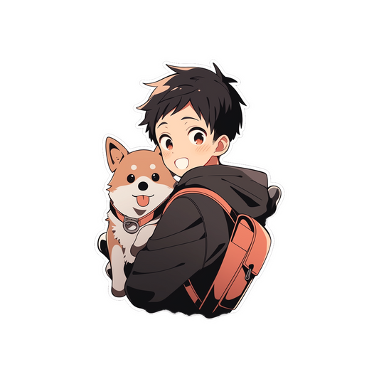 anime boy with shiba inu sticker
