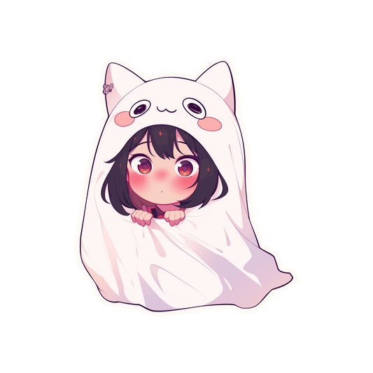 anime girl cat hood blanket sticker