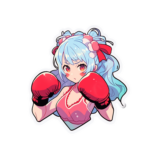 anime girl in boxing gloves sticker