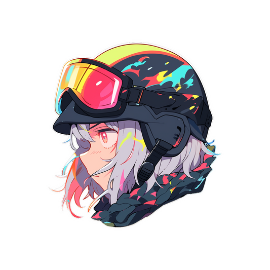 anime girl in colorful helmet sticker