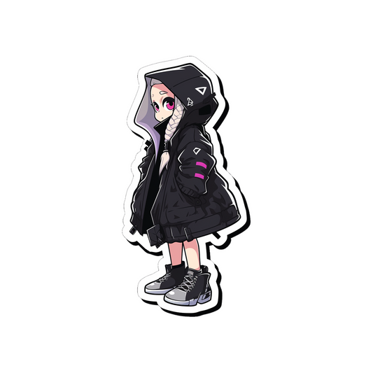 anime girl techwear jacket sticker