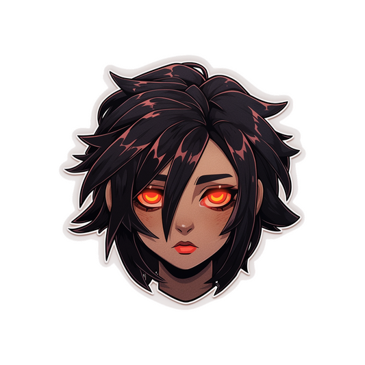 anime girl with glowing orange eyes sticker