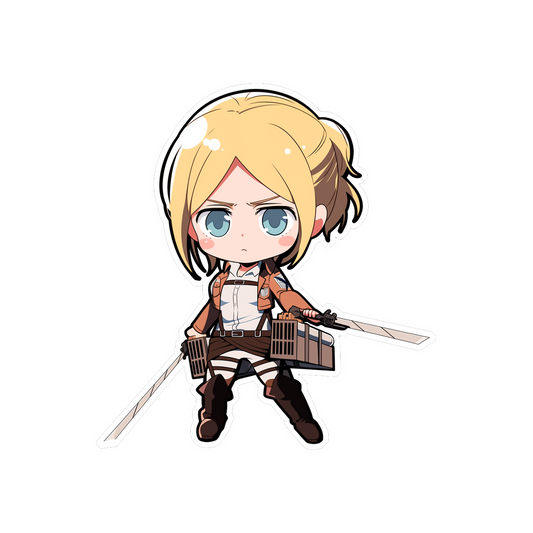 attack on titan chibi annie with swords sticker