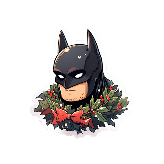 batman with christmas holly sticker