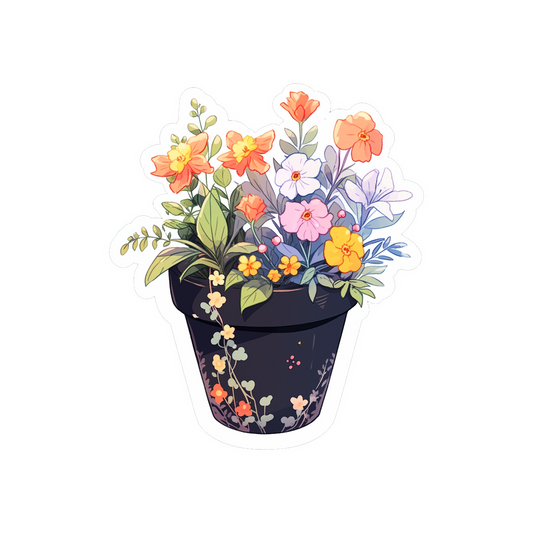 beautiful flowerpot with flowers sticker