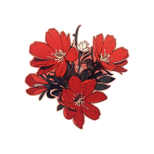 beautiful four red flowers sticker
