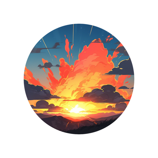 beautiful sunset clouds round sticker