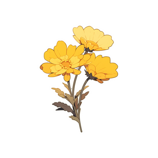 beautiful three yellow flowers sticker