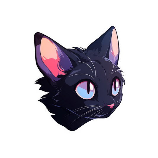 black cat head cartoon sticker