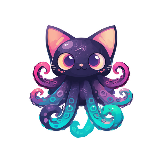 black cat octopus funny sticker