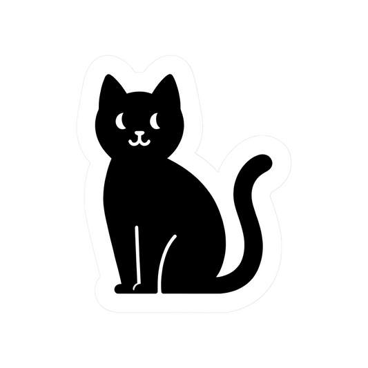 black cat silhouette minimal sticker