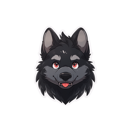 black cute dog head sticker