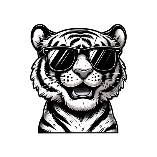 black white tiger in glasses sticker