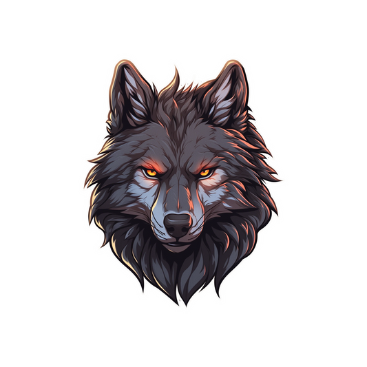 black wolf head sticker