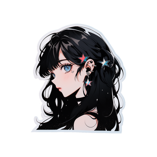 blue eyed brunette anime girl aesthetic sticker