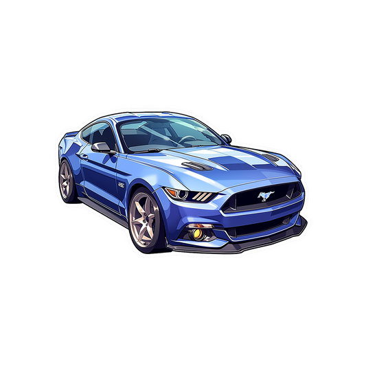 blue ford mustang car sticker