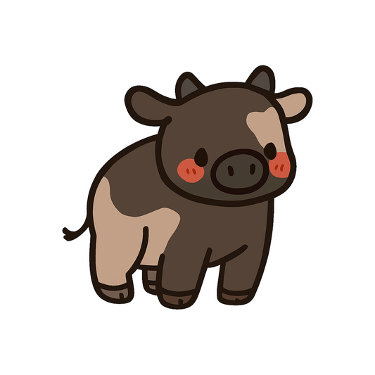 chibi brown cow sticker