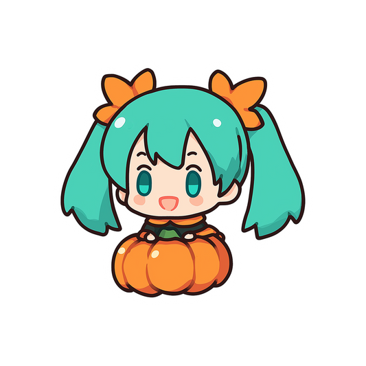 chibi hatsune miku pumpkin halloween sticker