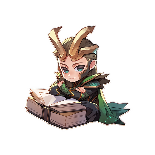 chibi loki reading book sticker