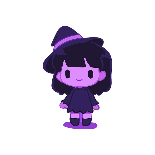 chibi purple witch girl sticker