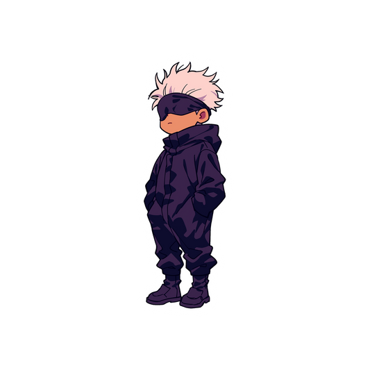 chibi satoru gojo dark hoodie sticker
