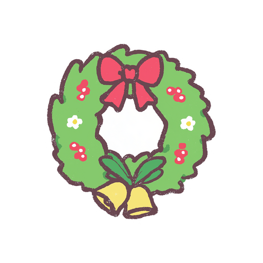 christmas holiday wreath handdrawn sticker