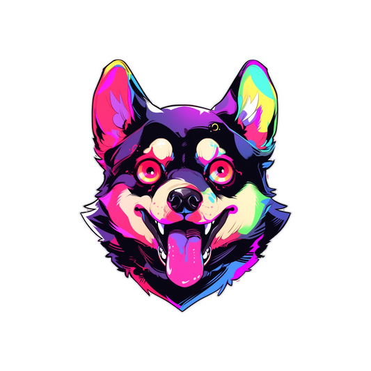 colorful dog head art sticker