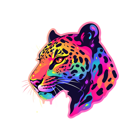 colorful leopard head sticker