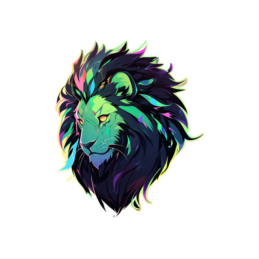 colorful lion head art sticker