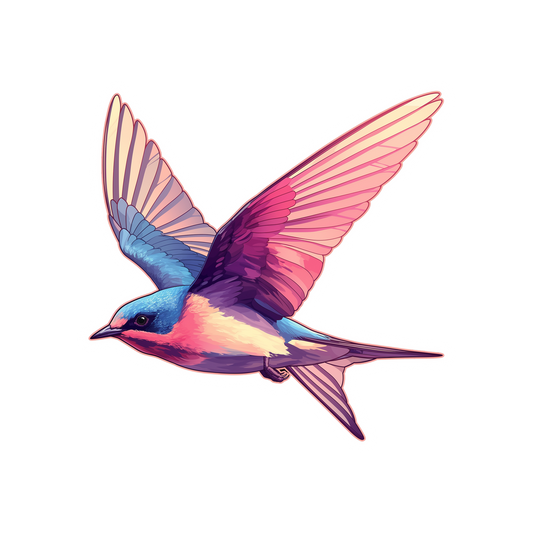 colorful swallow bird flying sticker