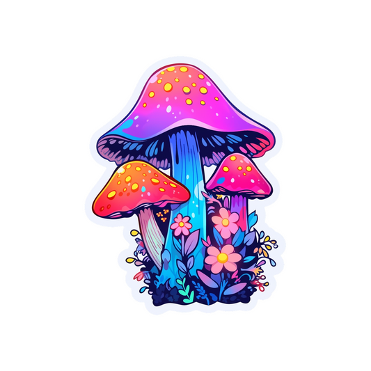 colorful trippy mushrooms flowers sticker