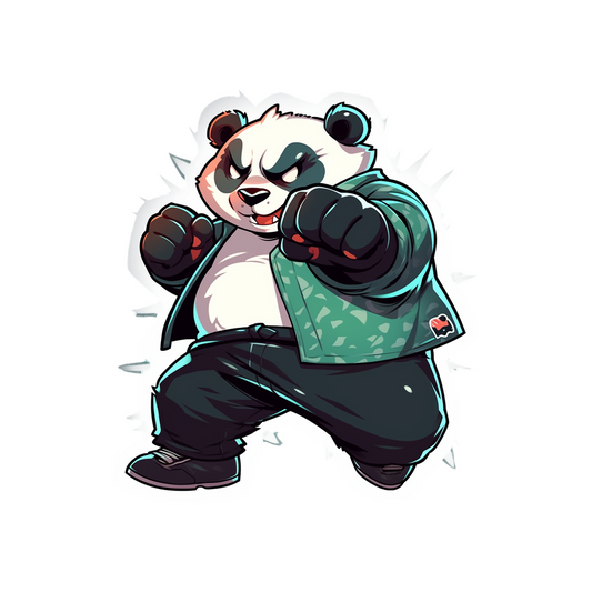 cool panda training strikes sticker