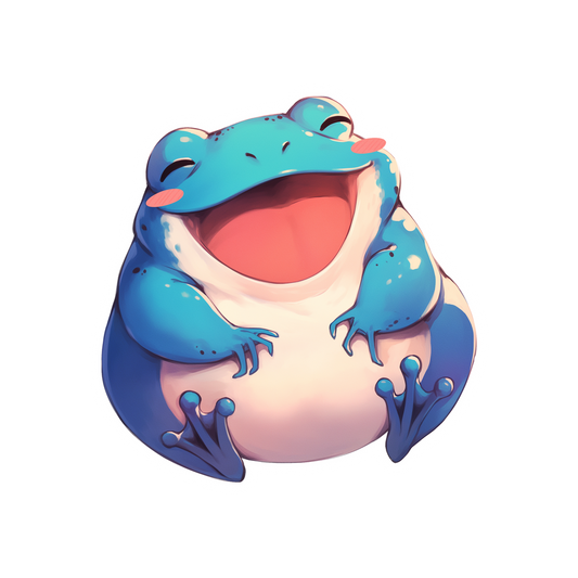 cute blue frog smiling sticker