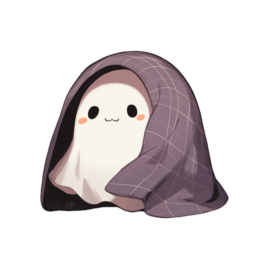cute ghost under blanket sticker