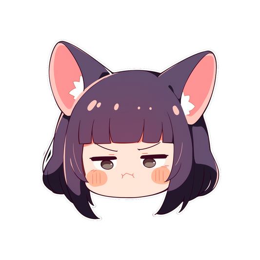 cute girl with cat ears anime sticker