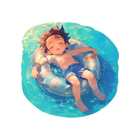 cute tanjiro pool summer vibes sticker