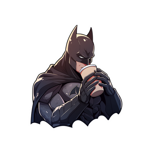 dc batman drinks coffee sticker