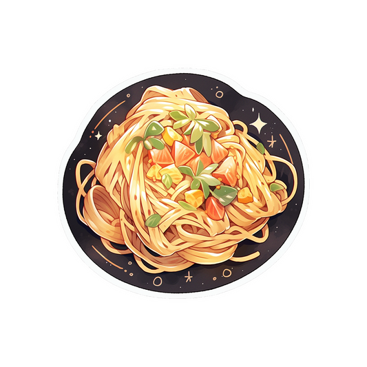 delicious pasta round sticker