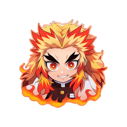 demon slayer chibi rengoku orange stroke sticker