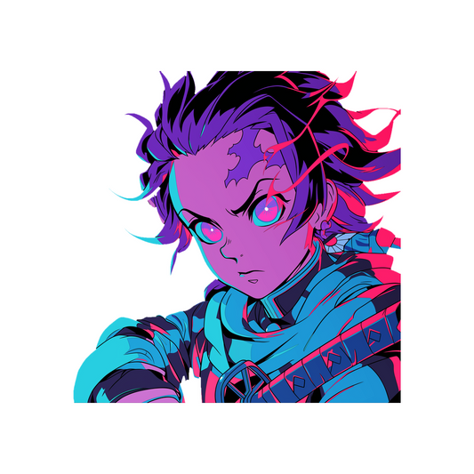 demon slayer tanjiro kamado neon aura sticker
