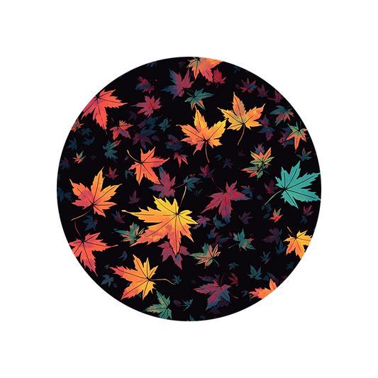 falling maple leaves round sticker
