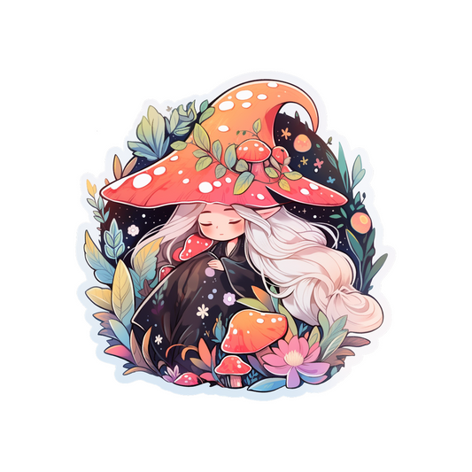 forest aesthetic mushroom girl sticker