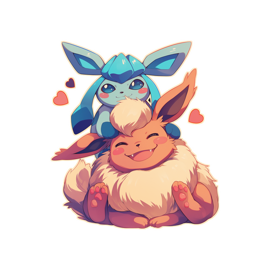 glaceon and flareon cuddling sticker