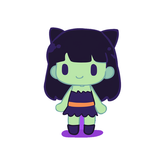 green monster franken girl sticker