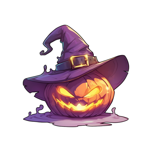halloween pumpkin witch hat sticker